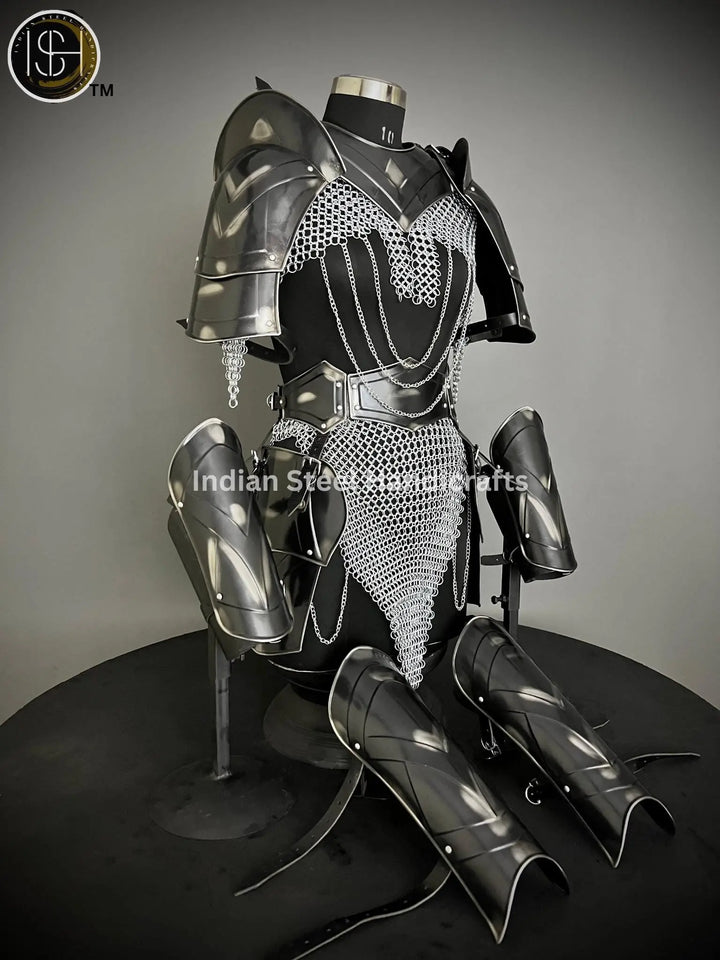 Medieval Cuirass Armor: Steel Chainmail, Lady Cosplay LARP Costume