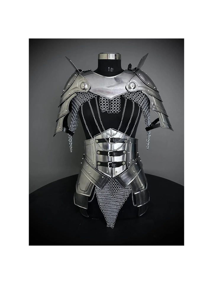 Medieval Steel Cuirass Armor: Gorget, Pauldron, Chainmail - LARP Cosplay