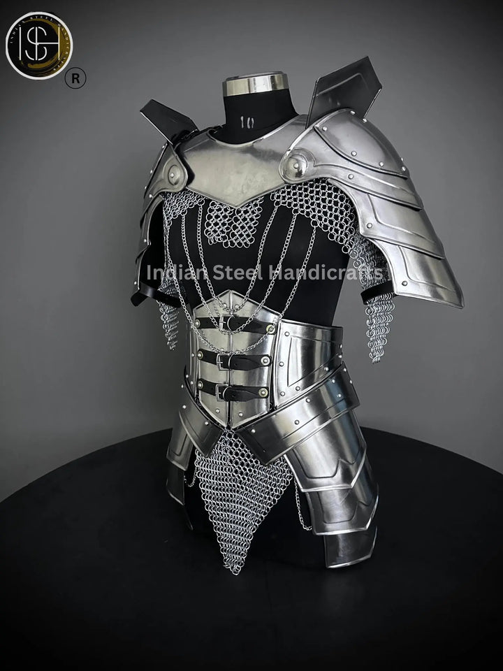 Medieval Steel Cuirass Armor: Gorget, Pauldron, Chainmail - LARP Cosplay