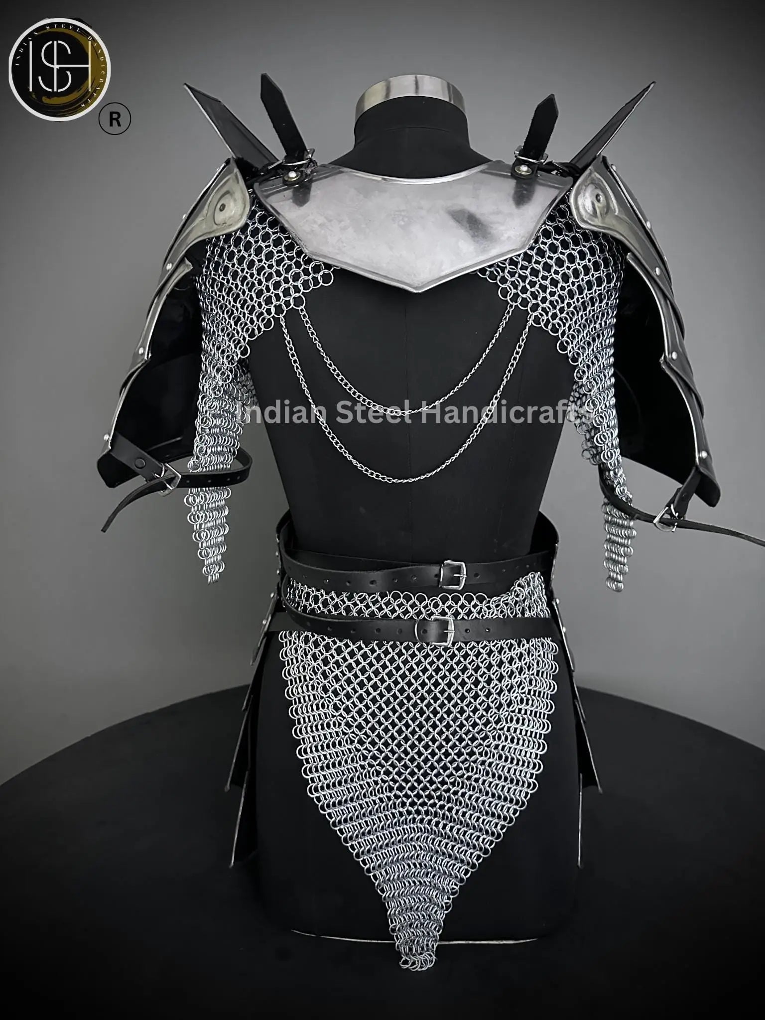 Medieval Cuirass Armor, Gorget Pauldron & Waist Armor,Chainmail Armor, Cosplay Armor, Sca Armor, Larp Armor, Fantasy Armor, Gift for women. ISH Collection