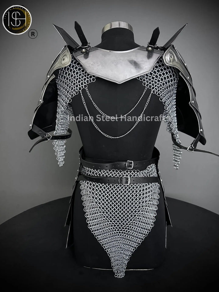 Medieval Steel Cuirass Armor: Gorget, Pauldron, Chainmail - LARP Cosplay