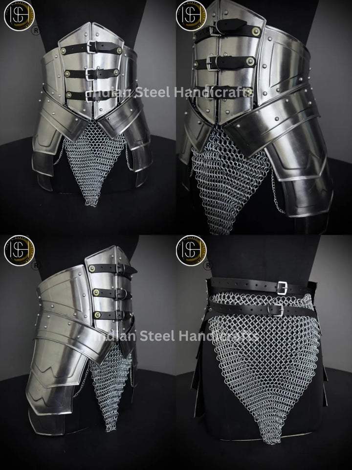 Medieval Steel Cuirass Armor: Gorget, Pauldron, Chainmail - LARP Cosplay