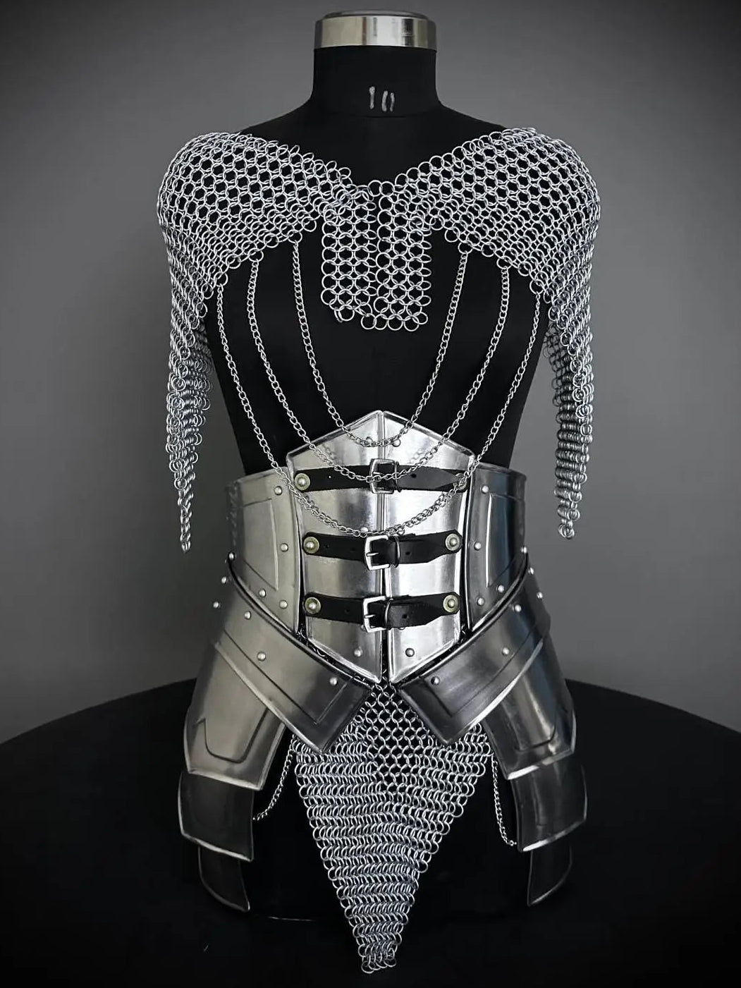 Medieval Ancient Corset Armor, Brave Lady Armor,Chainmail Top & Skirt, Cosplay Armor, Sca Armor, Larp Armor, Fantasy Armor, Gift for women. ISH Collection