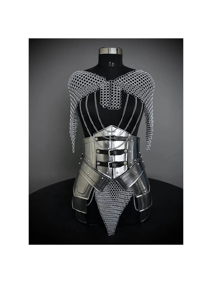 medieval armor,
medieval dress,
knight armor,
cosplay armor,
larp costume,
armour,
renfaire,
medieval costume,
armor,
cosplay costume,
gift for her,
birthday gift,
chainmail
 female harness,
 medieval belt,