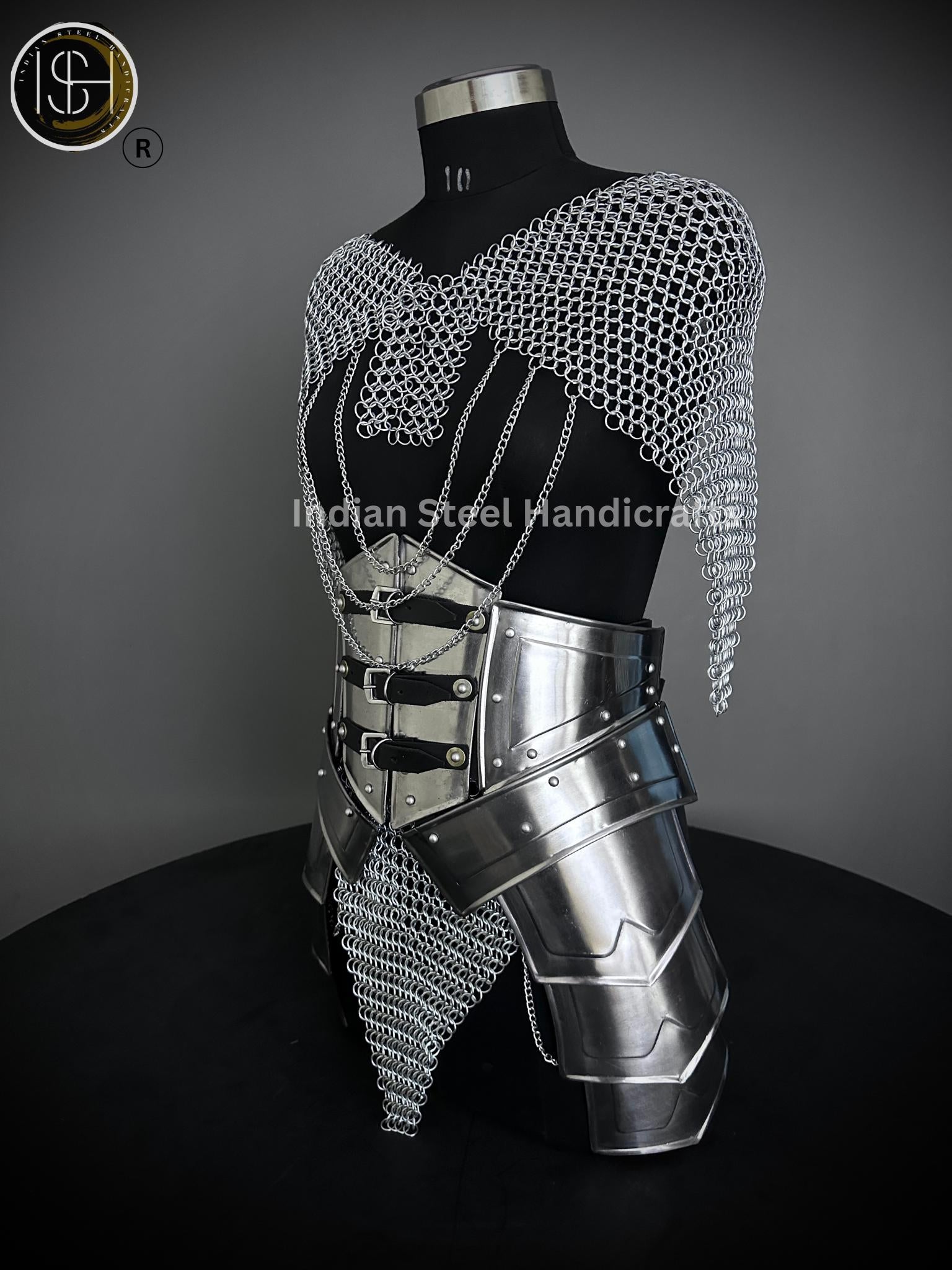 Medieval Ancient Corset Armor, Brave Lady Armor,Chainmail Top & Skirt, Cosplay Armor, Sca Armor, Larp Armor, Fantasy Armor, Gift for women.