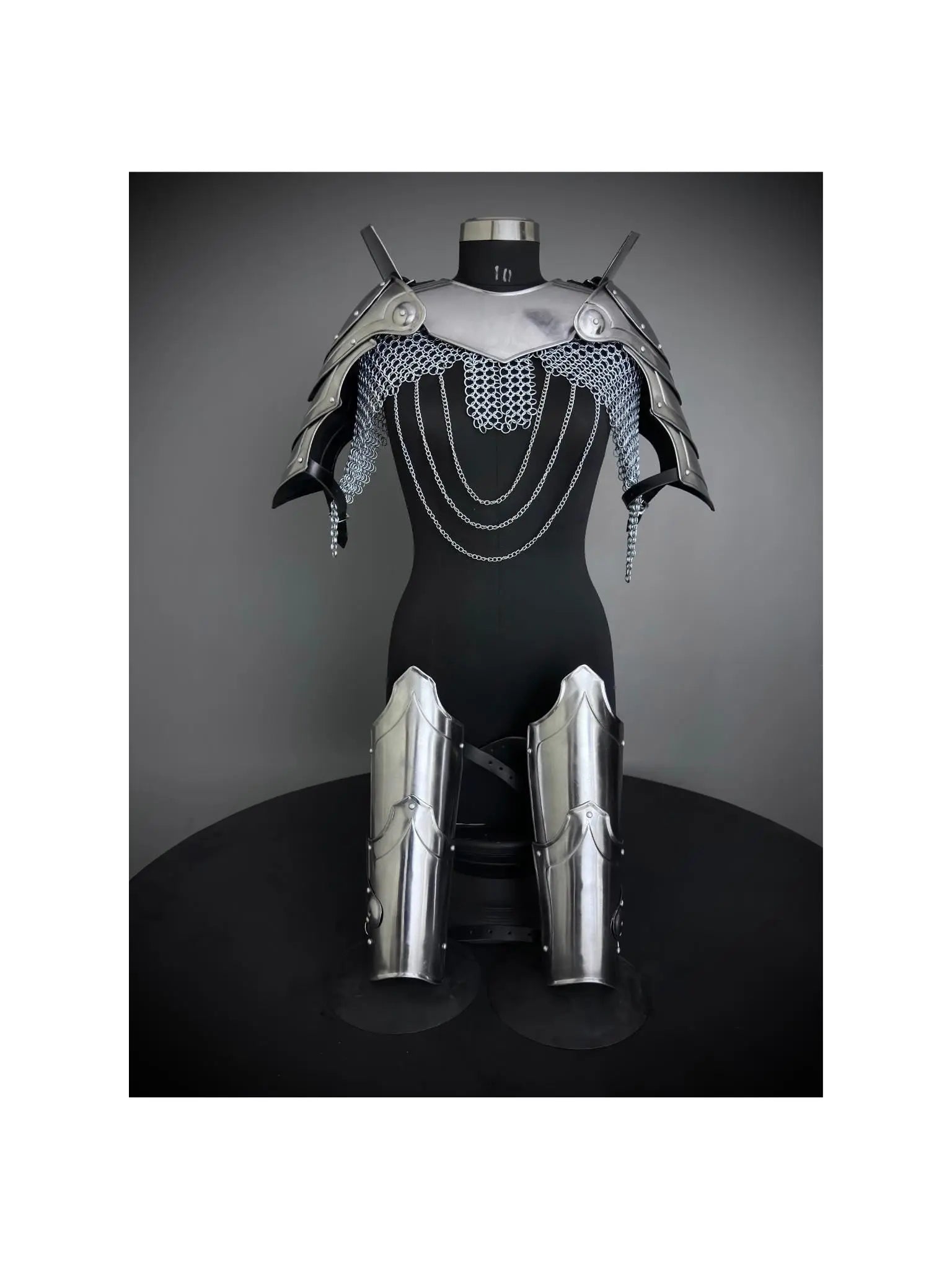 Medieval Ancient Gorget Pauldron & Leg Armor,Chainmail Top, Cosplay, Sca Armor, Larp Armor, Fantasy Armor, Gift for women. ISH Collection