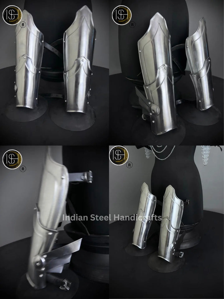 Medieval Steel Armor Set: Gorget, Pauldrons, Bracer - SCA LARP Cosplay