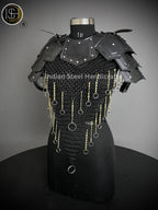 Female Knight Armor: Steel Gorget Pouldron, Chainmail Top - LARP Cosplay