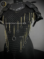 Female Knight Armor: Steel Gorget Pouldron, Chainmail Top - LARP Cosplay