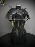 Female Knight Armor: Steel Gorget Pouldron, Chainmail Top - LARP Cosplay