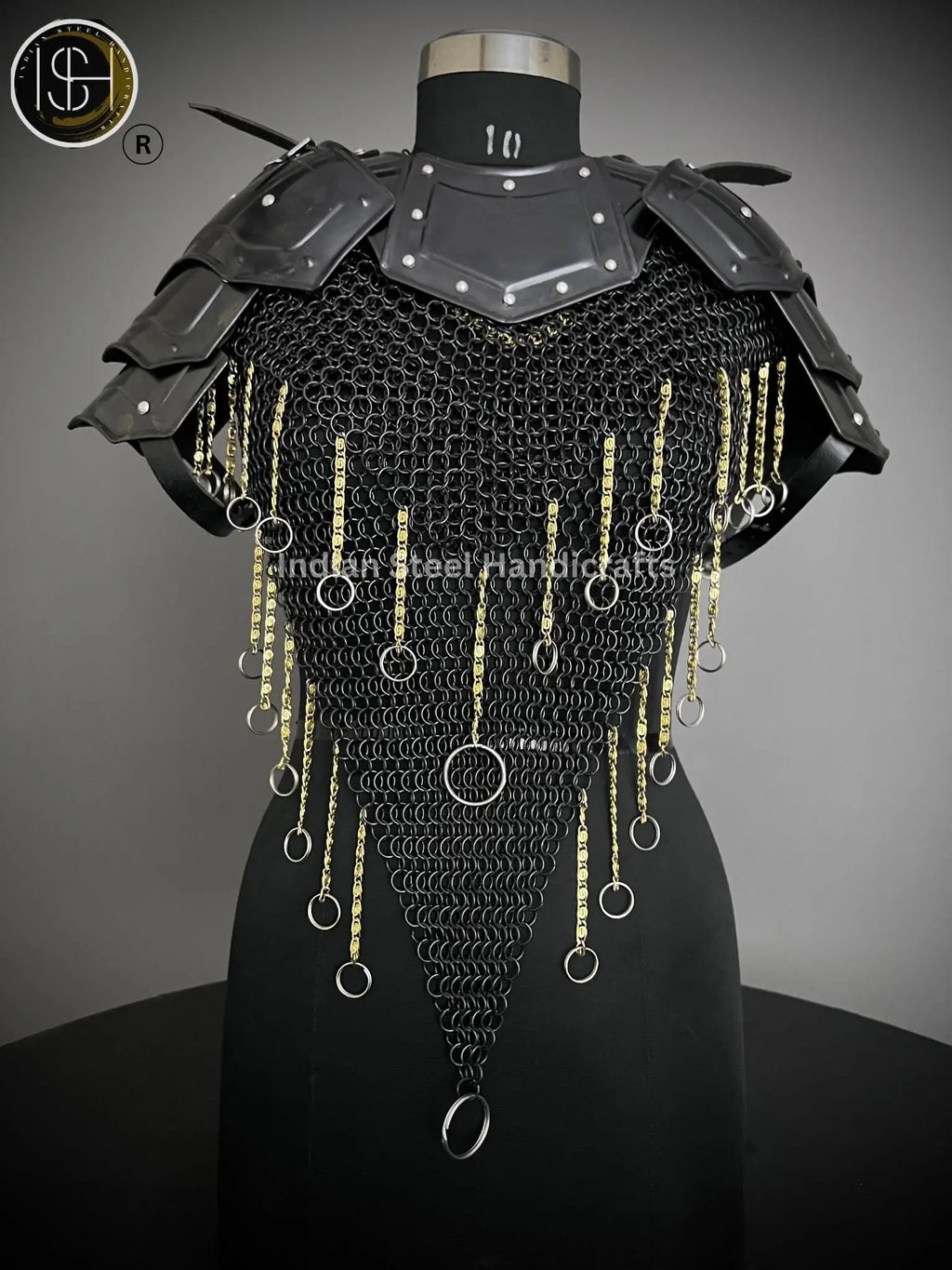 Knight Brave Female Armor, Gorget Pouldron Armor, Chaianmail Stylish top,Cosplay Armor, Sca Armor, Larp Armor, Gifts for Women. ISH Collection
