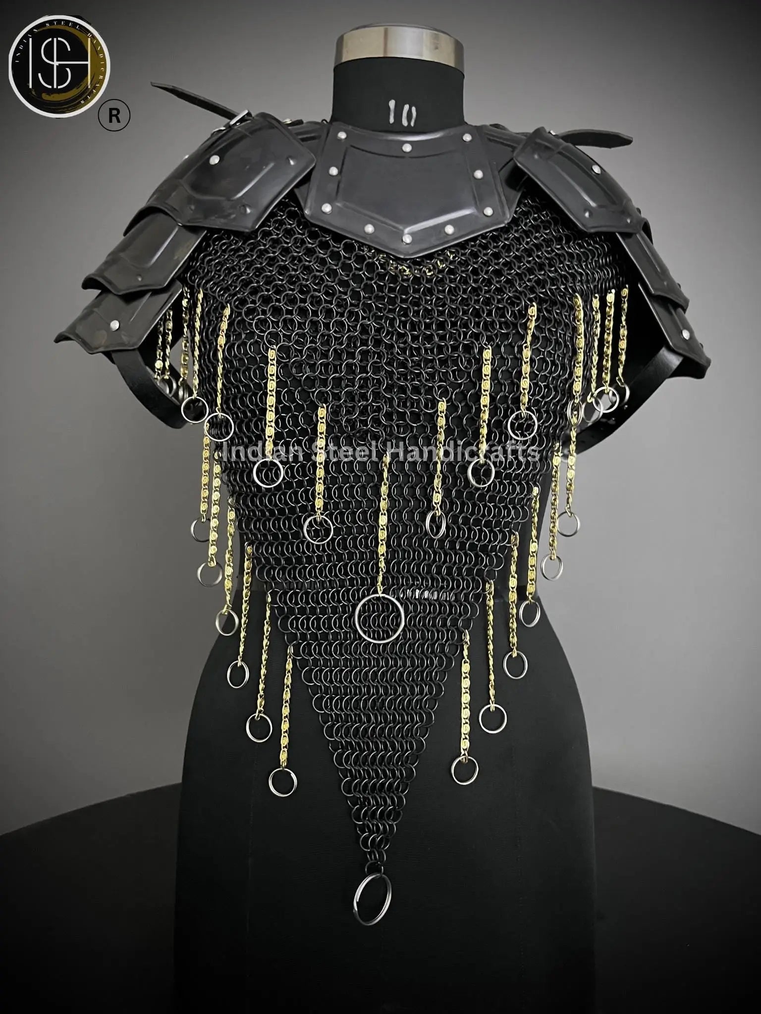 Knight Brave Female Armor, Gorget Pouldron Armor, Chaianmail Stylish top,Cosplay Armor, Sca Armor, Larp Armor, Gifts for Women. ISH Collection
