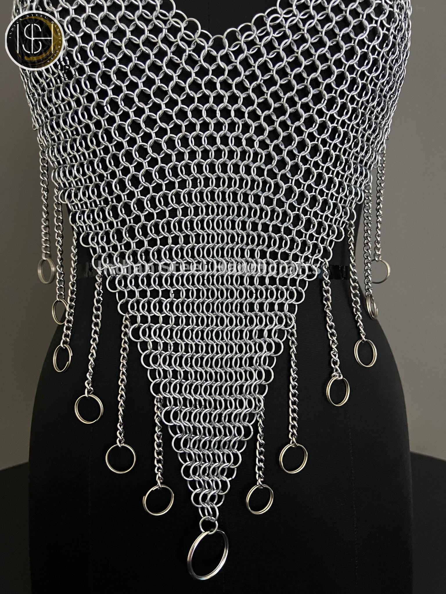 Chainmail Harness, Chainmail Chains Layers top, Jump Rings Costume, Wedding Cosplay Costume,Larp , Cosplay, Sca Armor, Gift For Women.