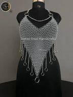 Chainmail Harness, Chainmail Chains Layers top, Jump Rings Costume, Wedding Cosplay Costume,Larp , Cosplay, Sca Armor, Gift For Women. ISH Collection