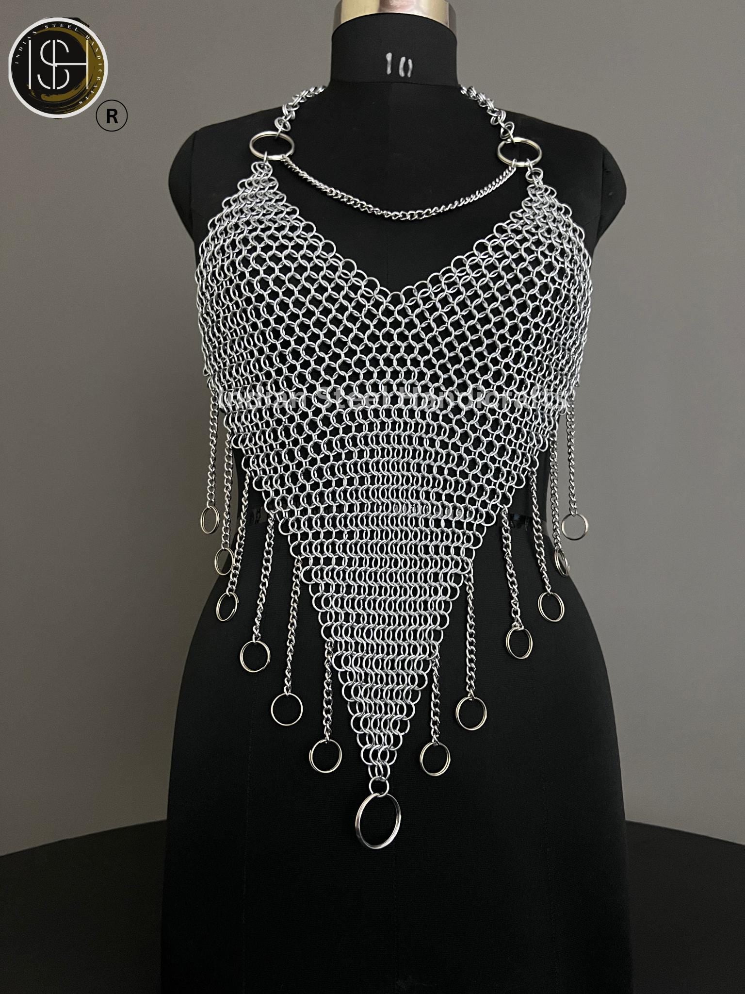 Chainmail Harness, Chainmail Chains Layers top, Jump Rings Costume, Wedding Cosplay Costume,Larp , Cosplay, Sca Armor, Gift For Women.