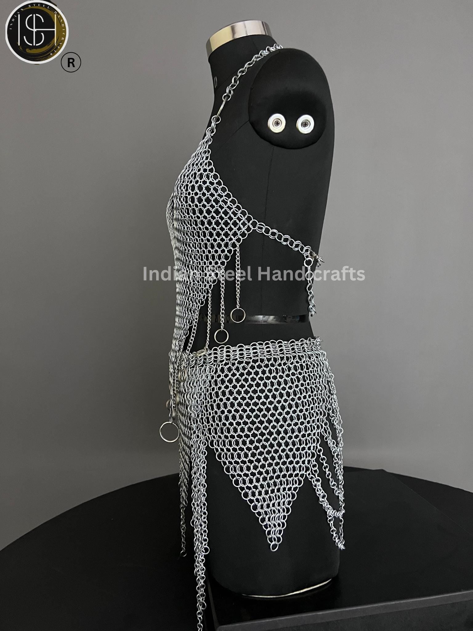 Chainmail Harness, Chainmail Chains Layers top & Skirt, Rings Costume, Wedding Cosplay Costume, Larp , Cosplay, Sca Armor, Gift For Women.