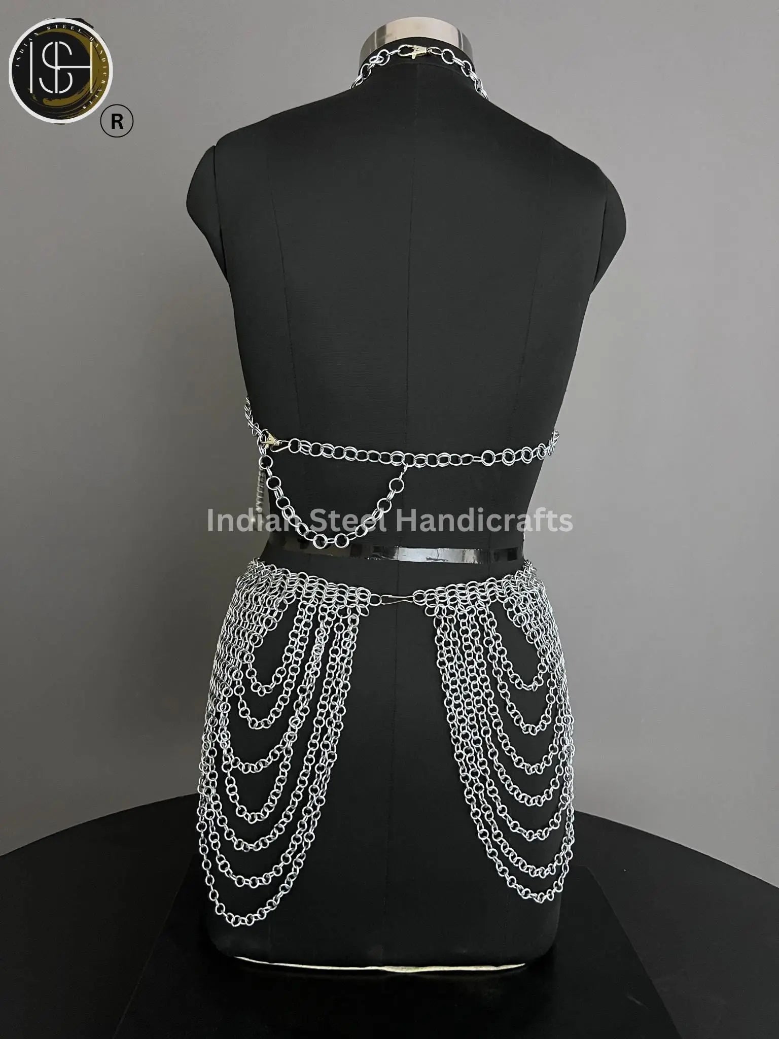 Chainmail Harness, Chainmail Chains Layers top & Skirt, Rings Costume, Wedding Cosplay Costume, Larp , Cosplay, Sca Armor, Gift For Women. ISH Collection