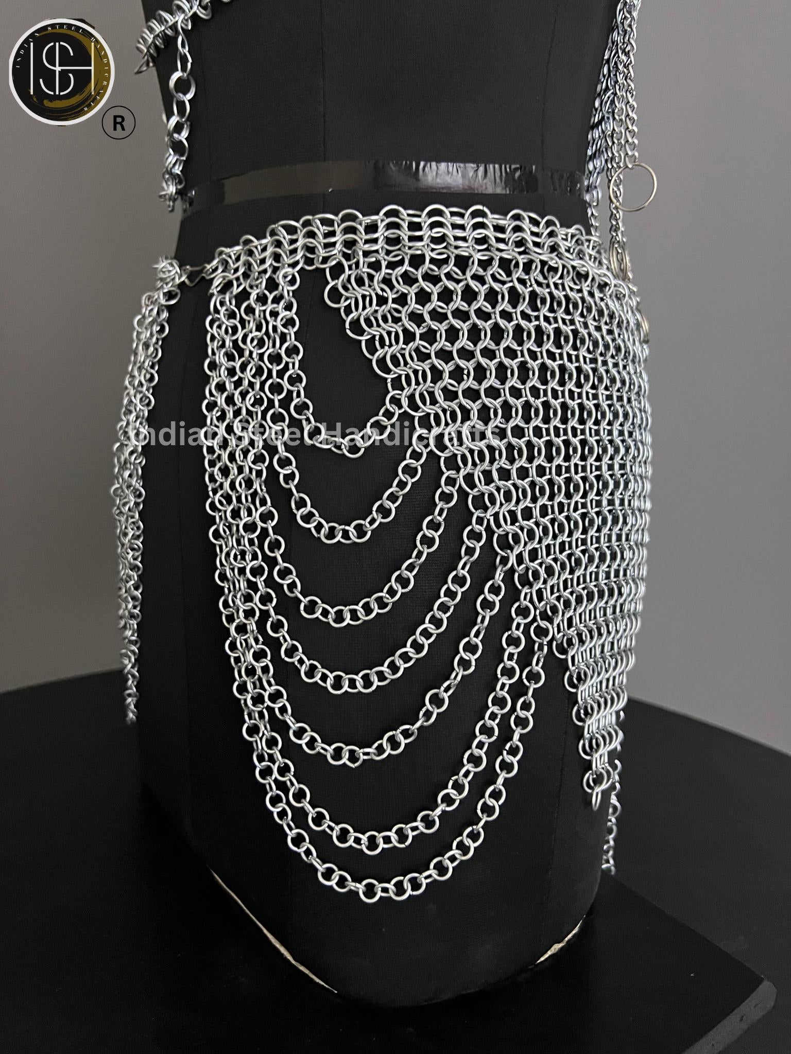 Chainmail Harness, Chainmail Chains Layers top & Skirt, Rings Costume, Wedding Cosplay Costume, Larp , Cosplay, Sca Armor, Gift For Women.