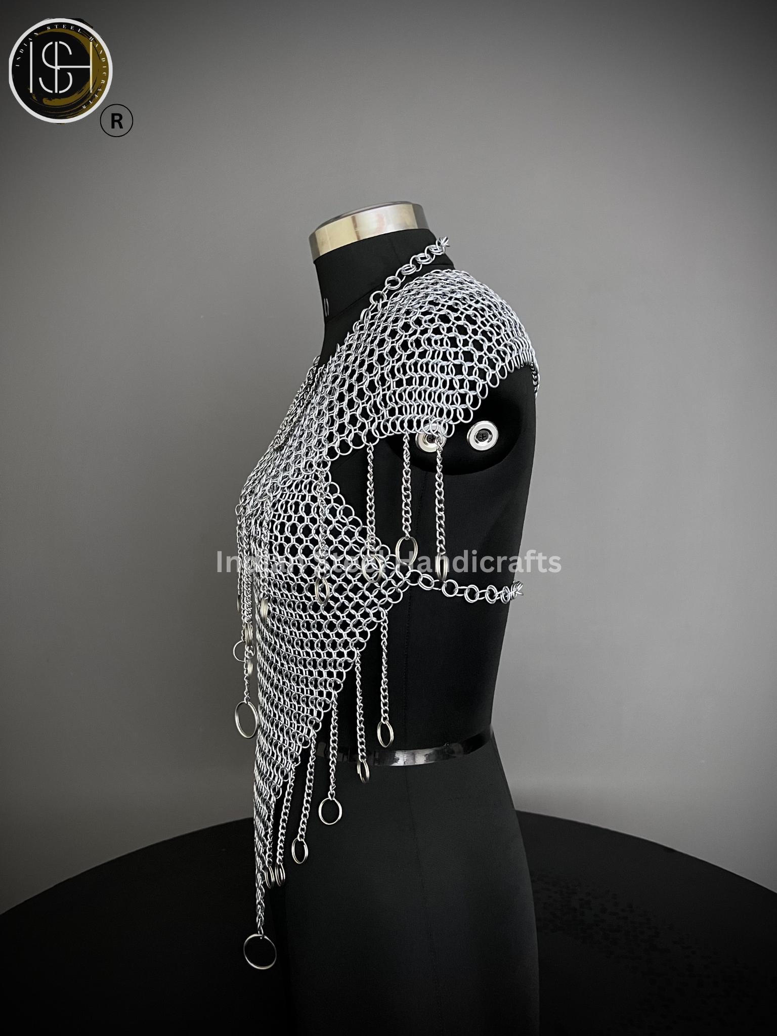 Chainmail Harness, Chainmail Chains Layers top, Jump Rings Costume, Wedding Cosplay Costume, Larp , Cosplay, Sca Armor, Gift For Women.