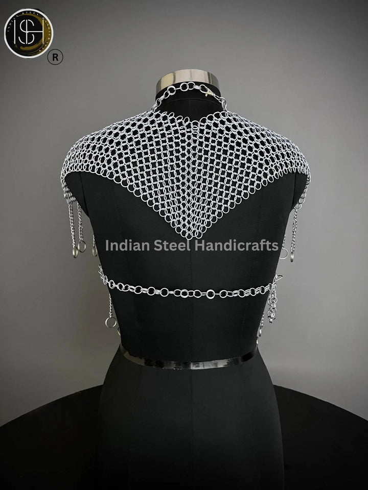 Chainmail Harness, Chainmail Chains Layers top, Jump Rings Costume, Wedding Cosplay Costume, Larp , Cosplay, Sca Armor, Gift For Women. ISH Collection