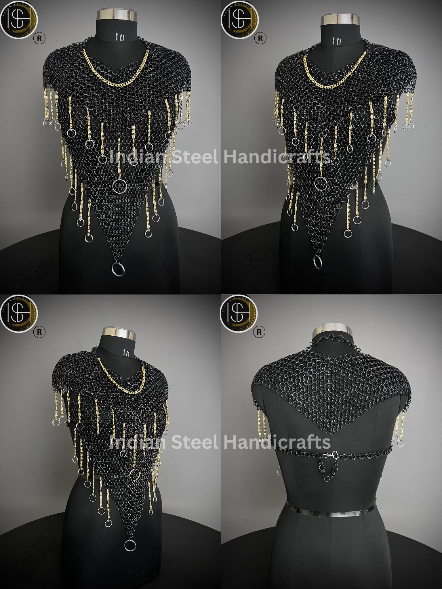 Chainmail Harness, Chainmail Chains Layers top, Jump Rings Costume, Wedding Cosplay Costume, Larp , Cosplay, Sca Armor, Gift For Women.