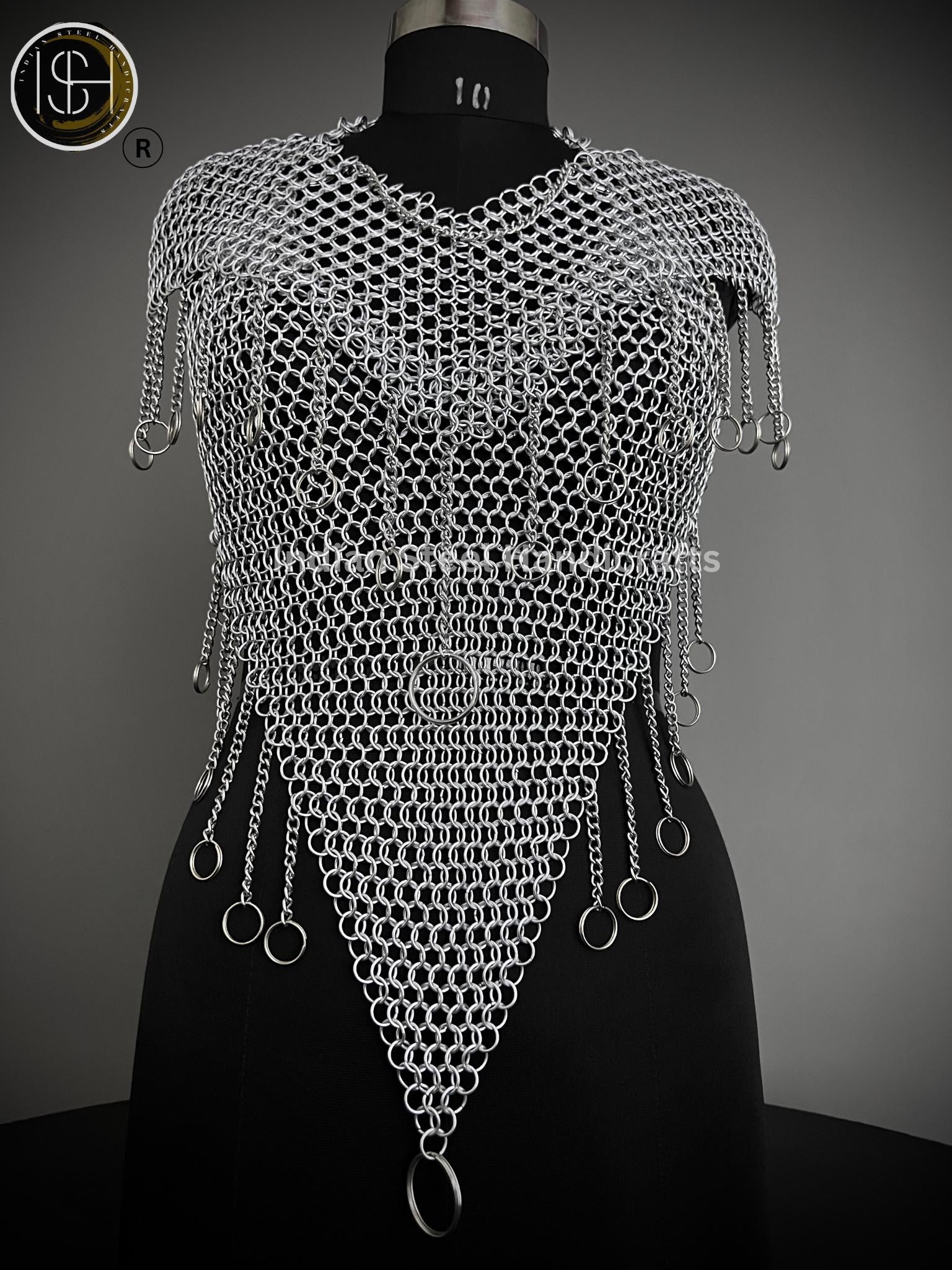 Chainmail Harness, Chainmail Chains Layers top, Jump Rings Costume, Wedding Cosplay Costume, Larp , Cosplay, Sca Armor, Gift For Women.