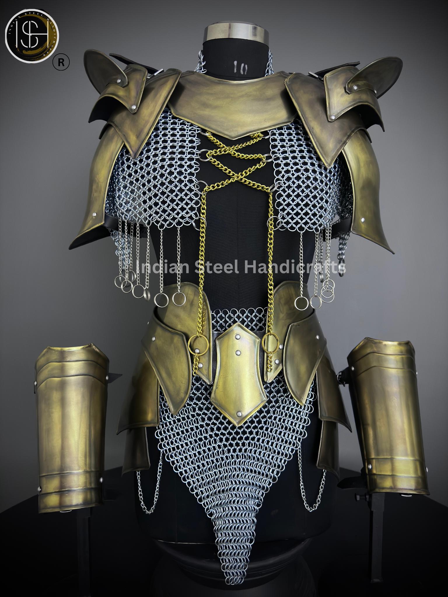Medieval Cuirass Armor, Brave Lady Armor, Chainmail Armor, Cosplay Armor, Sca Armor, Larp Armor, Fantasy Armor, Gift for women.