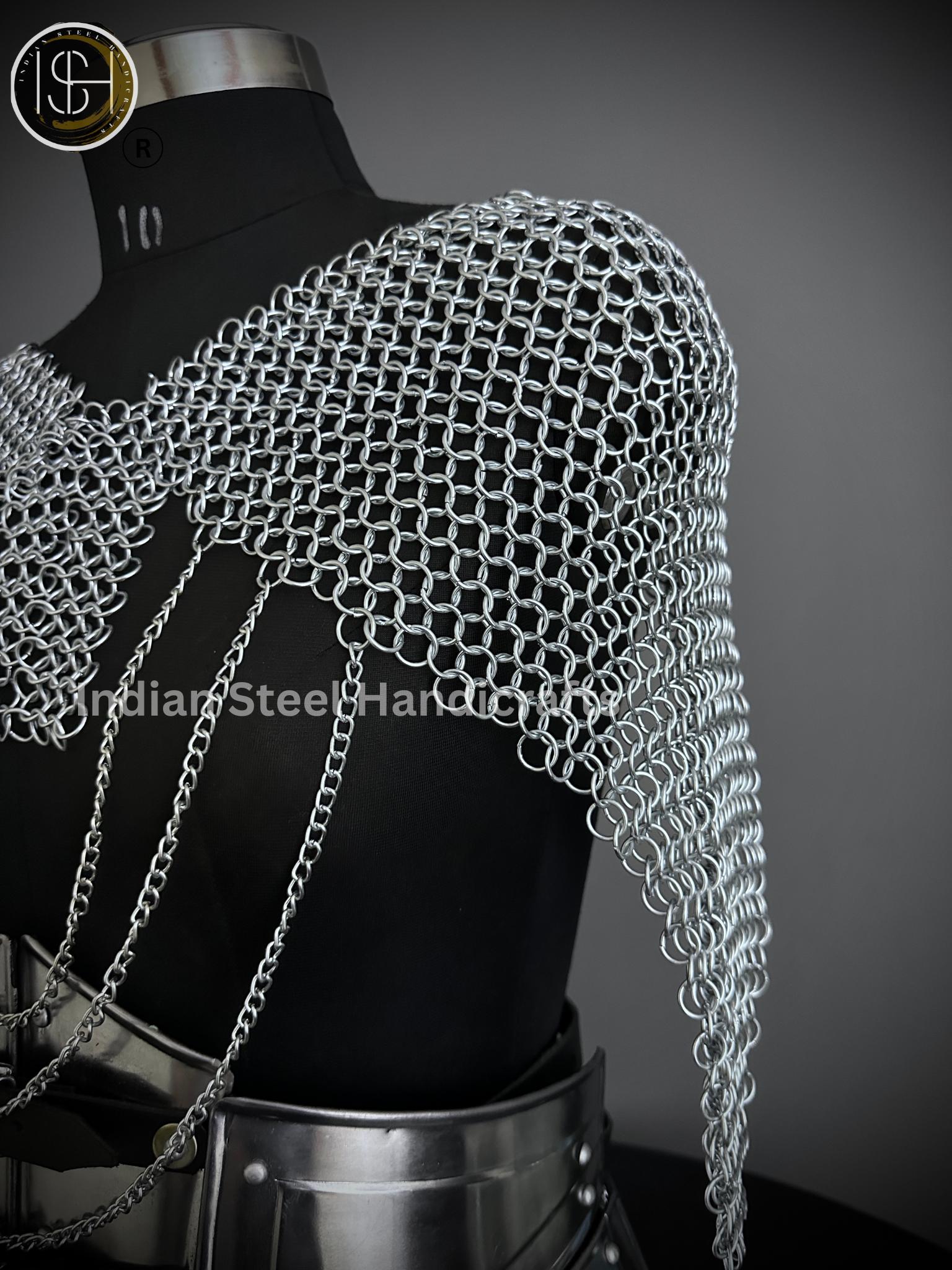 Medieval Ancient Corset Armor, Brave Lady Armor,Chainmail Top & Skirt, Cosplay Armor, Sca Armor, Larp Armor, Fantasy Armor, Gift for women.