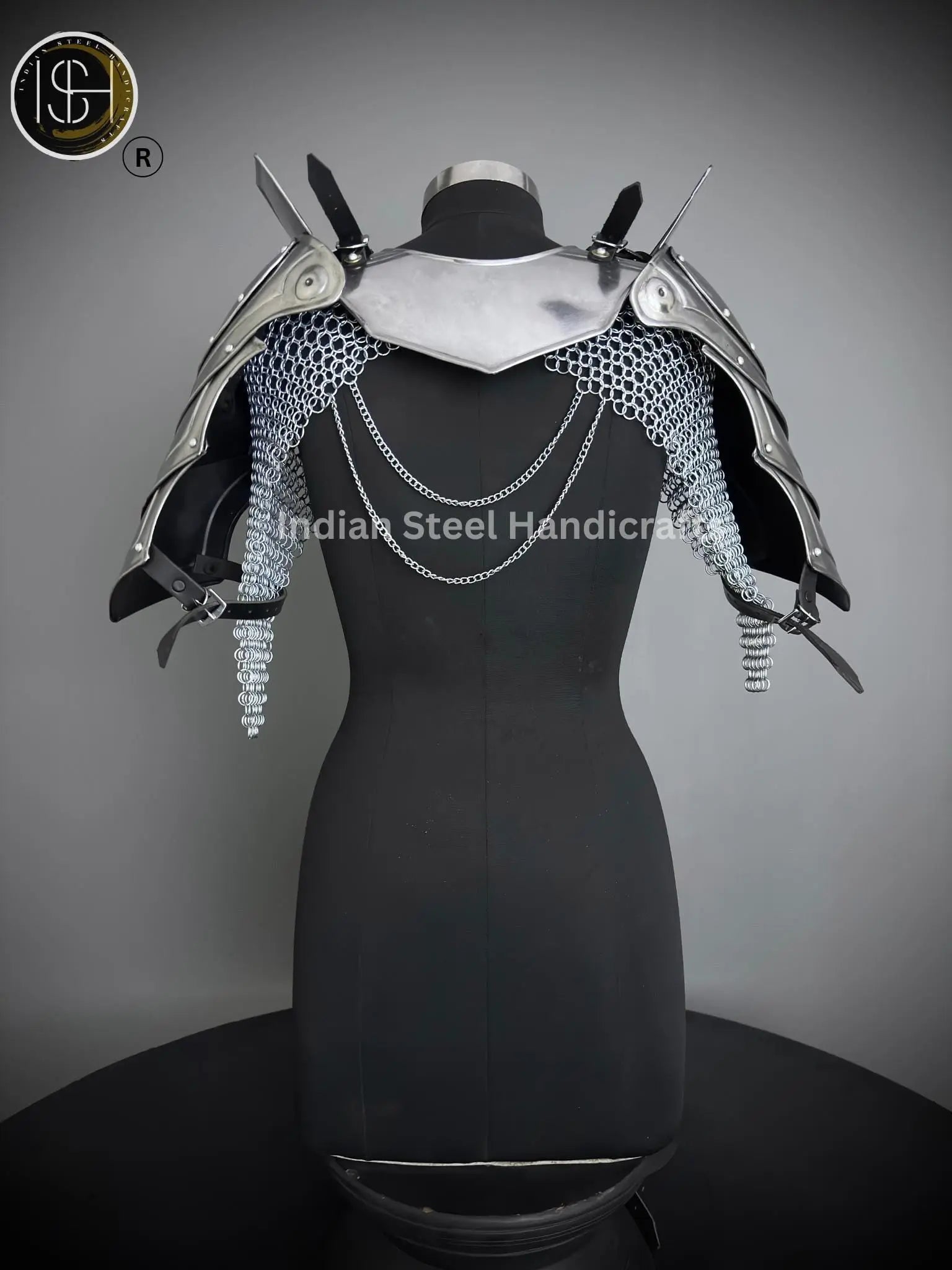 Medieval Ancient Gorget Pauldron & Leg Armor,Chainmail Top, Cosplay, Sca Armor, Larp Armor, Fantasy Armor, Gift for women. ISH Collection