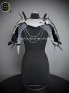 Medieval Steel Armor Set: Gorget, Pauldrons, Bracer - SCA LARP Cosplay