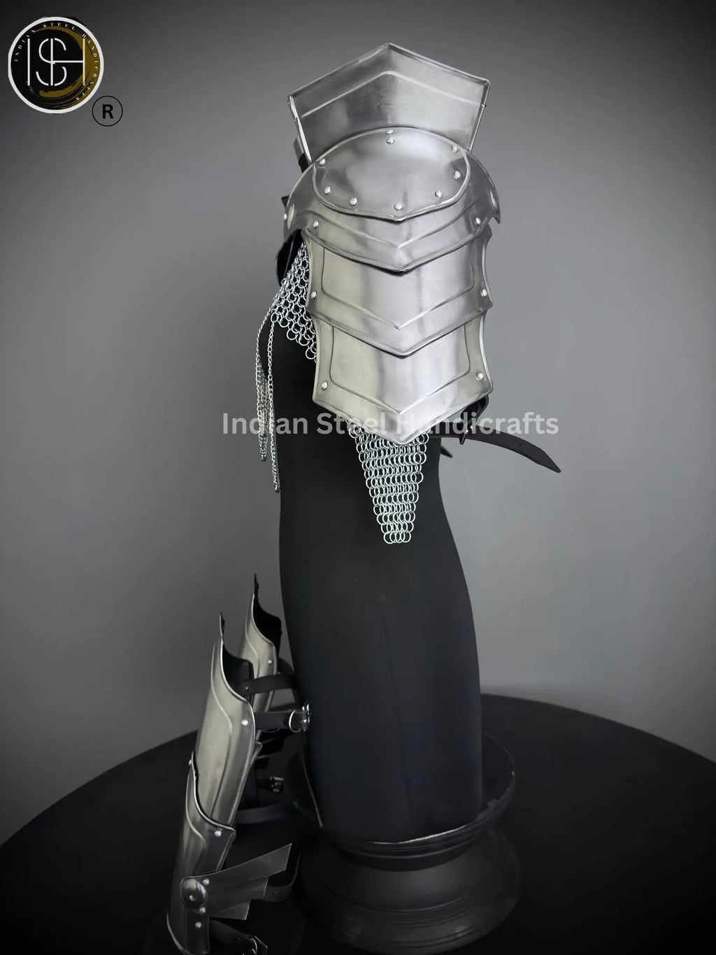 Medieval Ancient Gorget Pauldron & Leg Armor,Chainmail Top, Cosplay, Sca Armor, Larp Armor, Fantasy Armor, Gift for women. ISH Collection