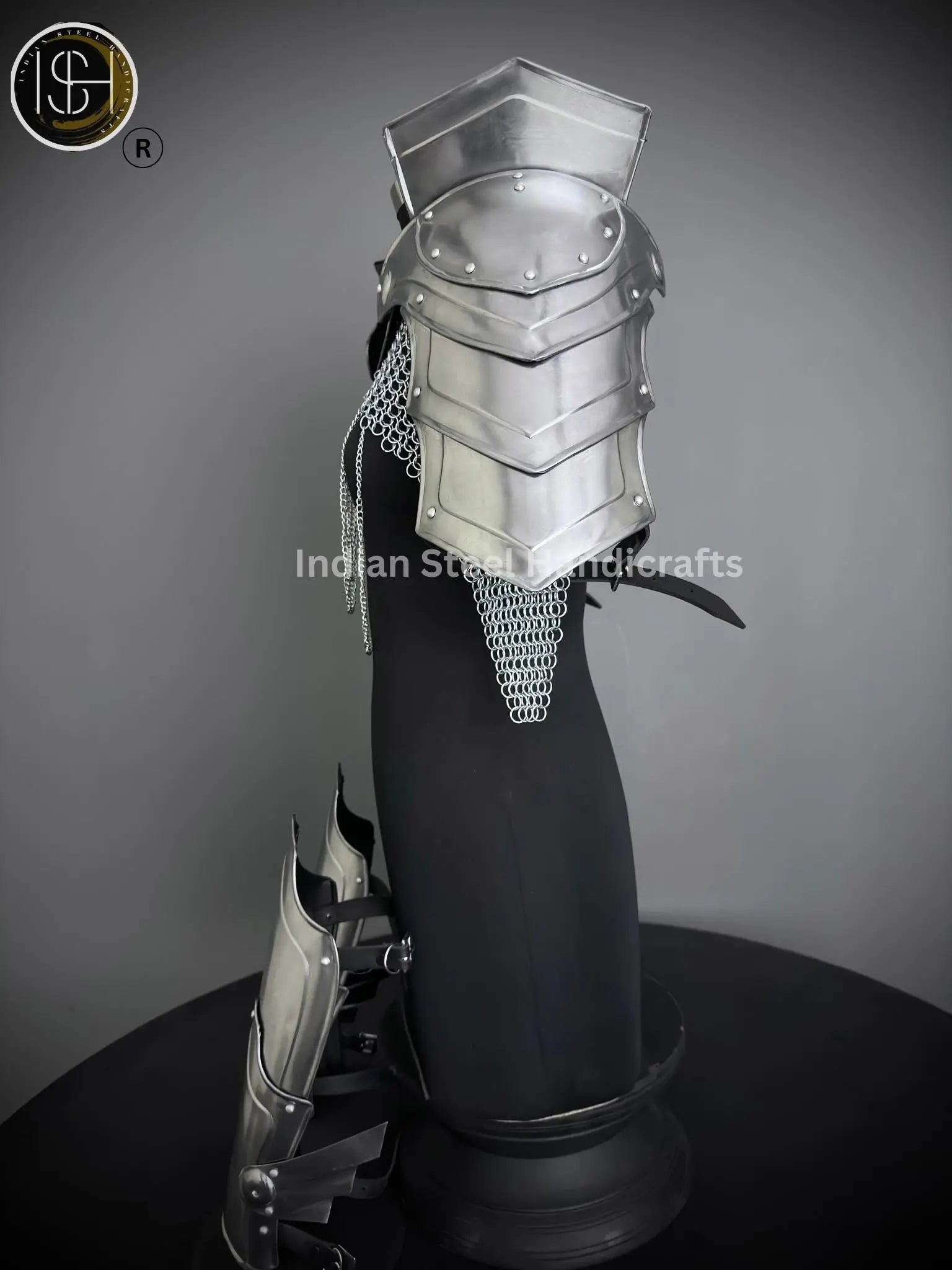 Medieval Ancient Gorget Pauldron & Leg Armor,Chainmail Top, Cosplay, Sca Armor, Larp Armor, Fantasy Armor, Gift for women. ISH Collection