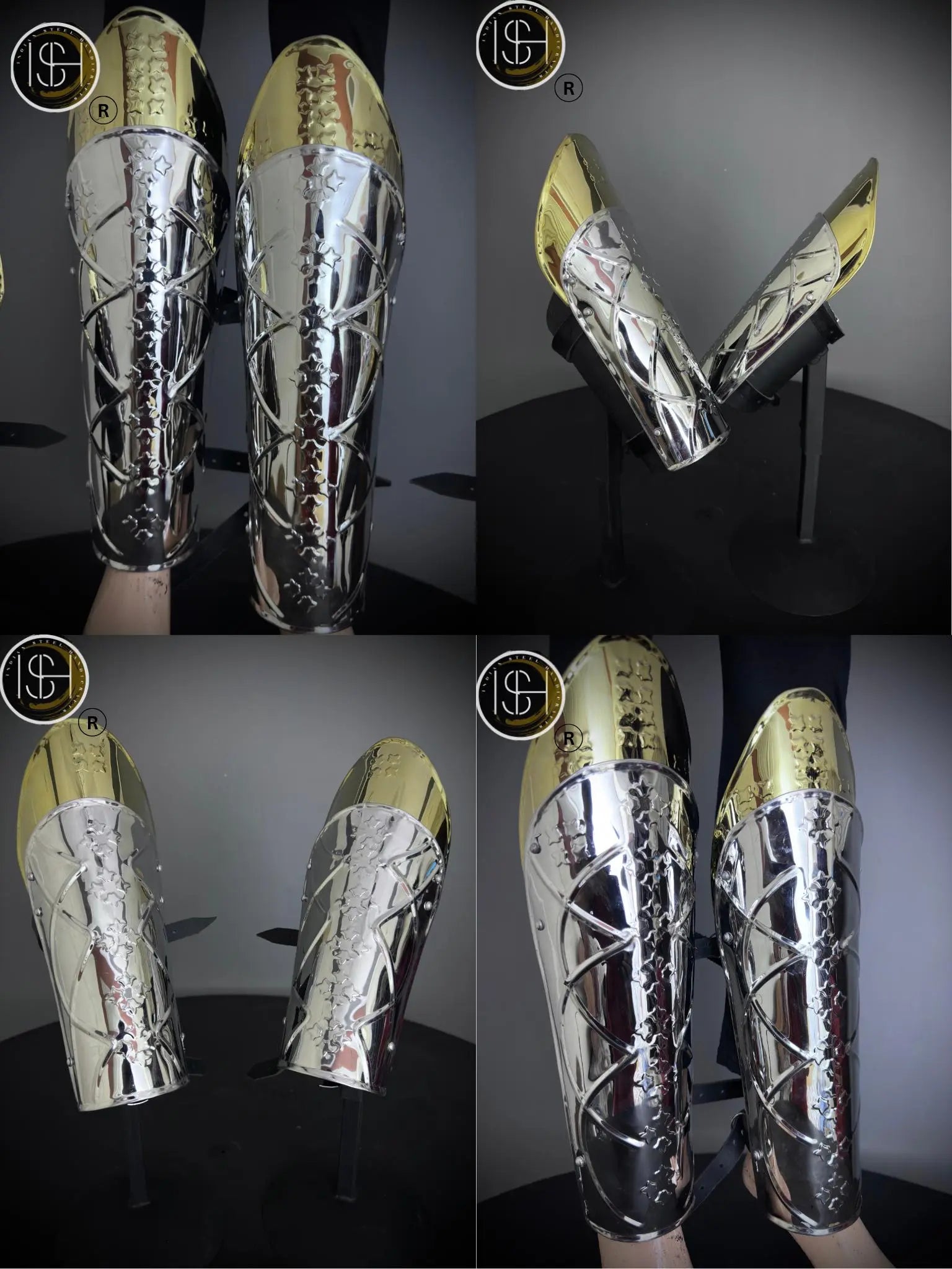 Medieval Knight leg Armor, Bracers Armor, Larp Armor, fantasy Armor Cosplay Armor, Sca Armor, Gift for Men/Women. ISH Collection