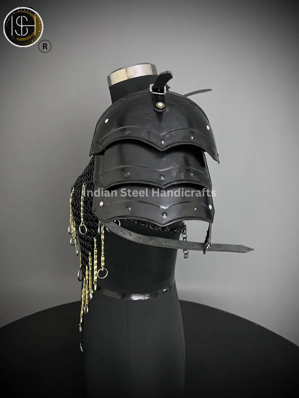 Female Knight Armor: Steel Gorget Pouldron, Chainmail Top - LARP Cosplay