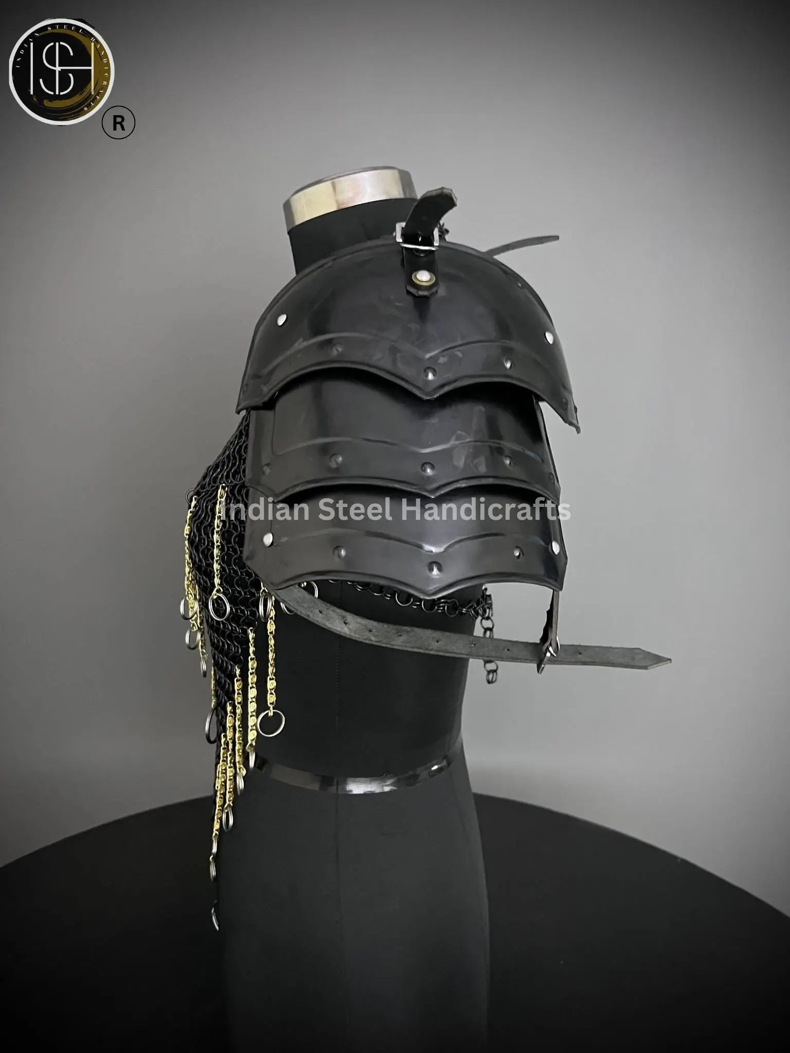 Female Knight Armor: Steel Gorget Pouldron, Chainmail Top - LARP Cosplay