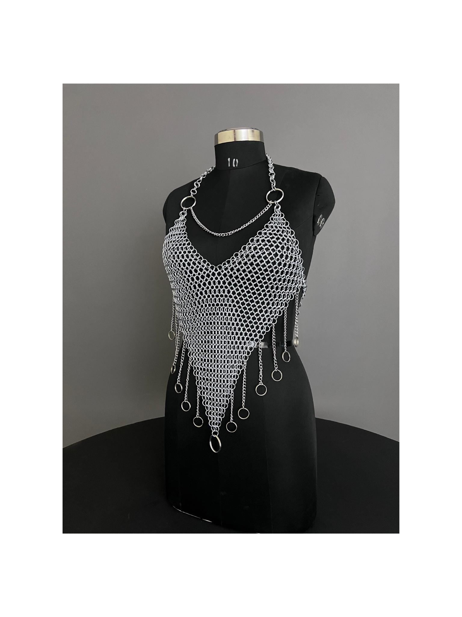Chainmail Harness, Chainmail Chains Layers top, Jump Rings Costume, Wedding Cosplay Costume,Larp , Cosplay, Sca Armor, Gift For Women.