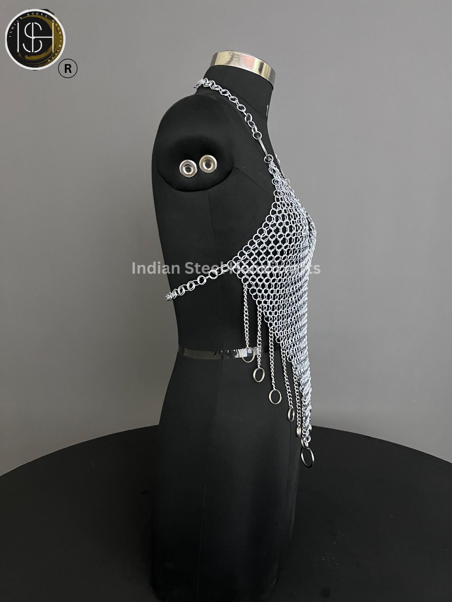 Chainmail Harness, Chainmail Chains Layers top, Jump Rings Costume, Wedding Cosplay Costume,Larp , Cosplay, Sca Armor, Gift For Women.