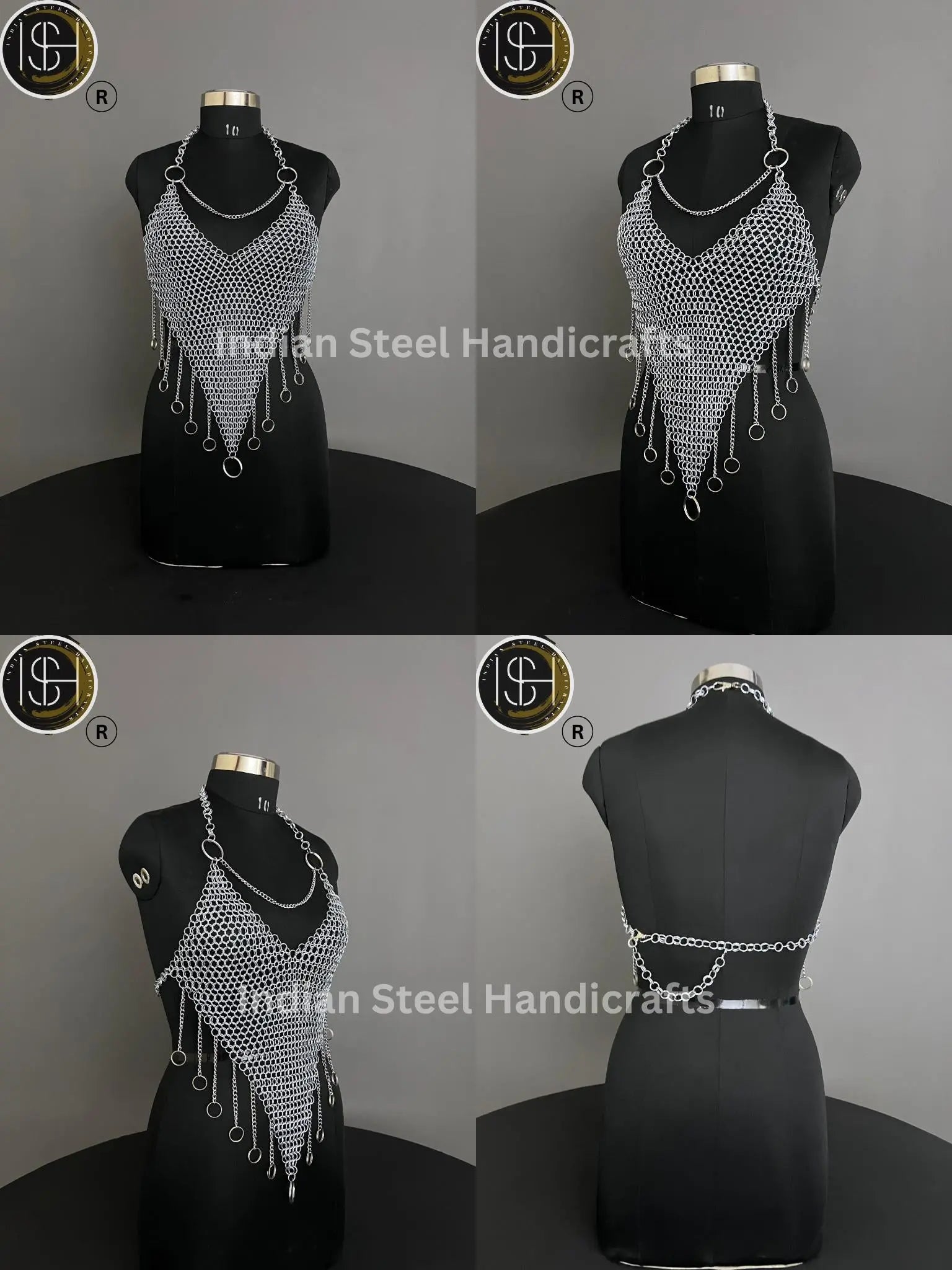 Chainmail Harness, Chainmail Chains Layers top, Jump Rings Costume, Wedding Cosplay Costume,Larp , Cosplay, Sca Armor, Gift For Women. ISH Collection
