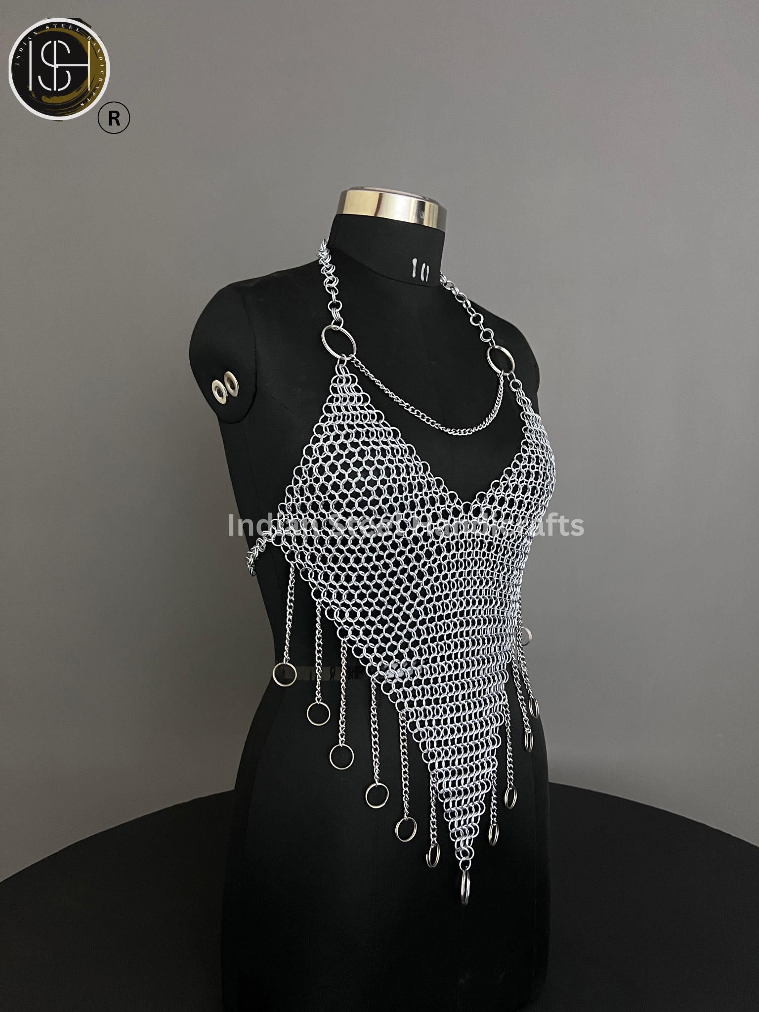 Chainmail Harness, Chainmail Chains Layers top, Jump Rings Costume, Wedding Cosplay Costume,Larp , Cosplay, Sca Armor, Gift For Women.