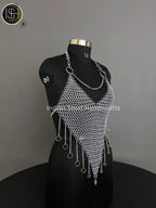 Chainmail Harness, Chainmail Chains Layers top, Jump Rings Costume, Wedding Cosplay Costume,Larp , Cosplay, Sca Armor, Gift For Women. ISH Collection