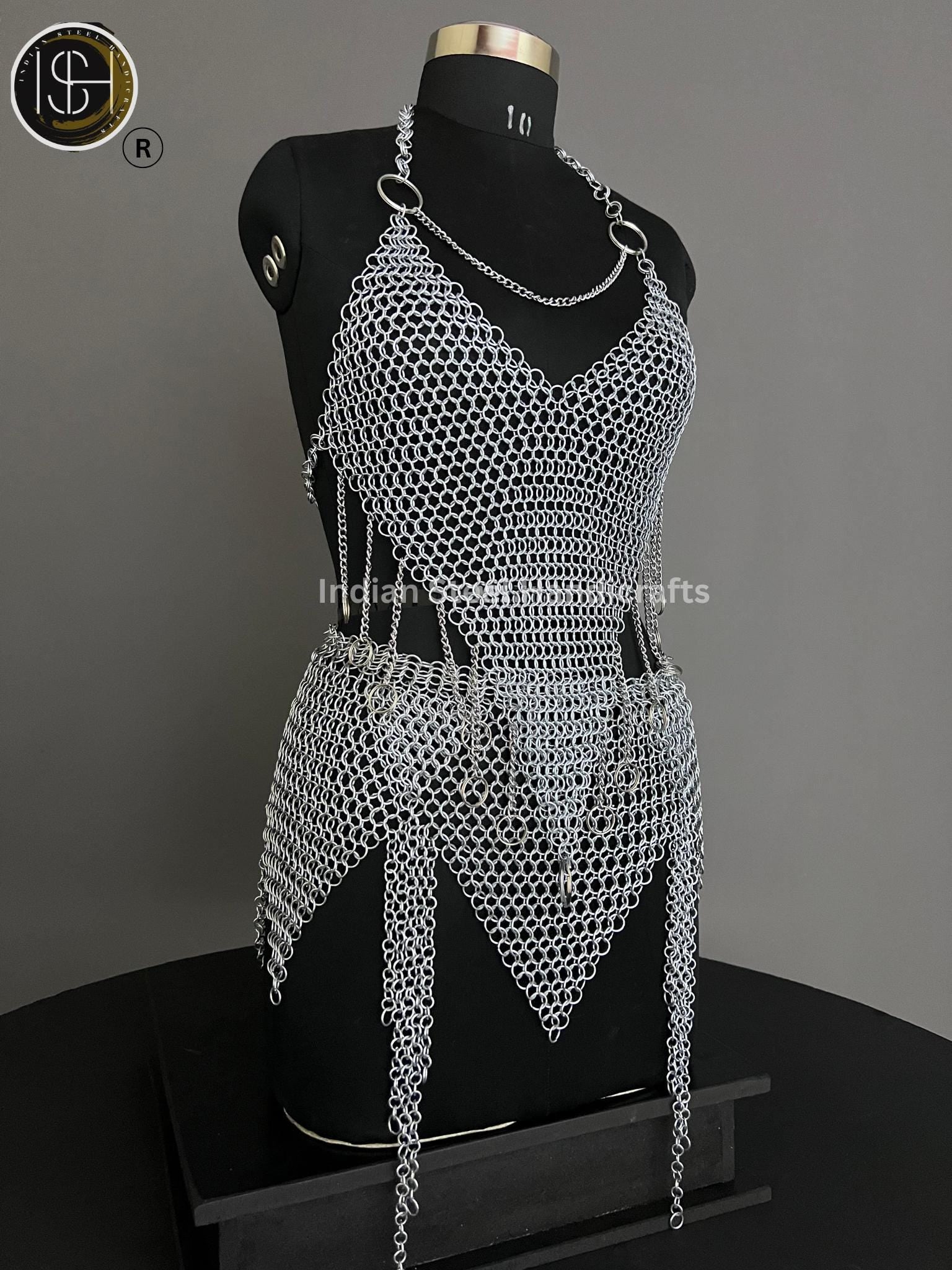 Chainmail Harness, Chainmail Chains Layers top & Skirt, Rings Costume, Wedding Cosplay Costume, Larp , Cosplay, Sca Armor, Gift For Women.