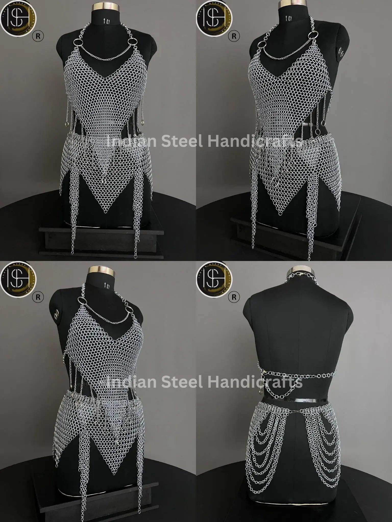 Chainmail Harness, Chainmail Chains Layers top & Skirt, Rings Costume, Wedding Cosplay Costume, Larp , Cosplay, Sca Armor, Gift For Women. ISH Collection