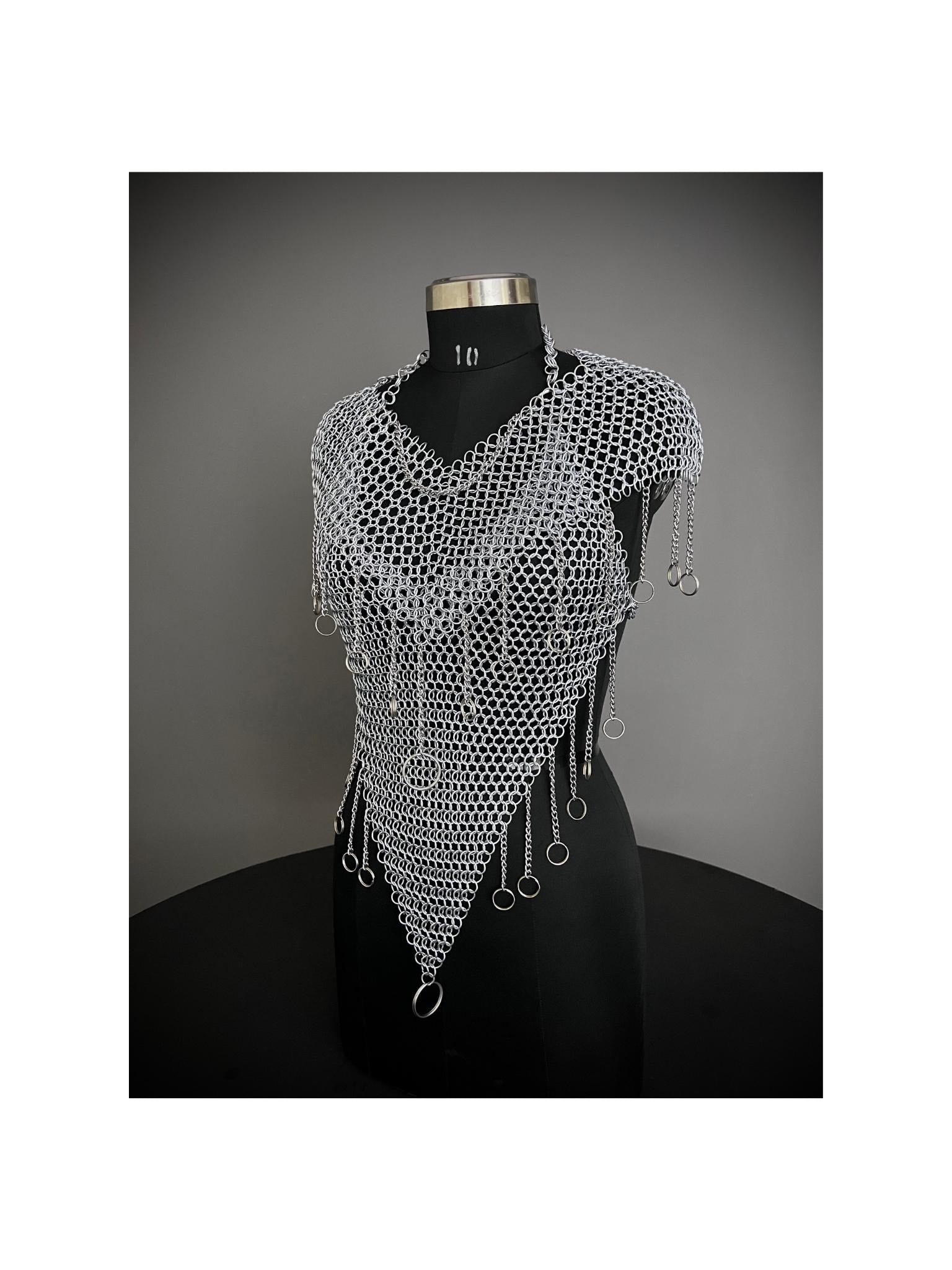 Chainmail Harness, Chainmail Chains Layers top, Jump Rings Costume, Wedding Cosplay Costume, Larp , Cosplay, Sca Armor, Gift For Women.