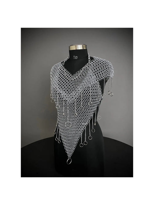 Chainmail Harness, Chainmail Chains Layers top, Jump Rings Costume, Wedding Cosplay Costume, Larp , Cosplay, Sca Armor, Gift For Women. ISH Collection