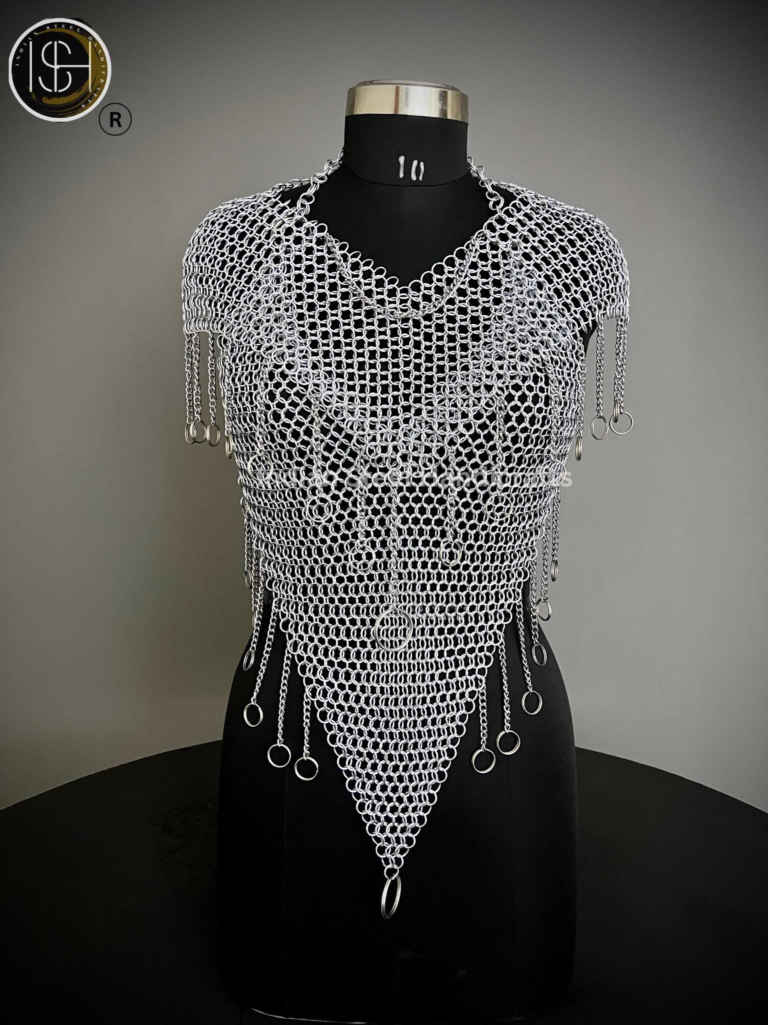 Chainmail Harness, Chainmail Chains Layers top, Jump Rings Costume, Wedding Cosplay Costume, Larp , Cosplay, Sca Armor, Gift For Women.