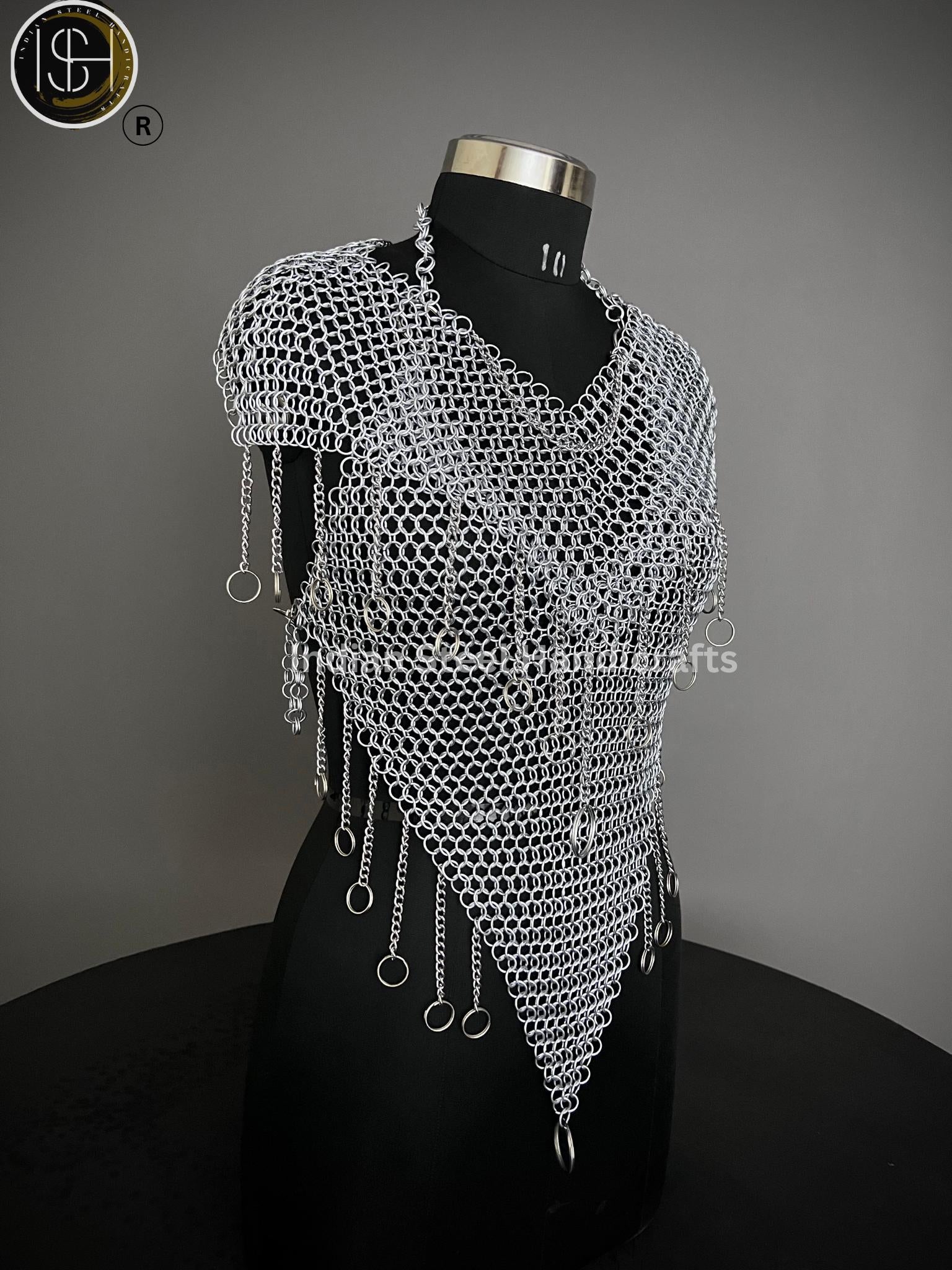 Chainmail Harness, Chainmail Chains Layers top, Jump Rings Costume, Wedding Cosplay Costume, Larp , Cosplay, Sca Armor, Gift For Women.