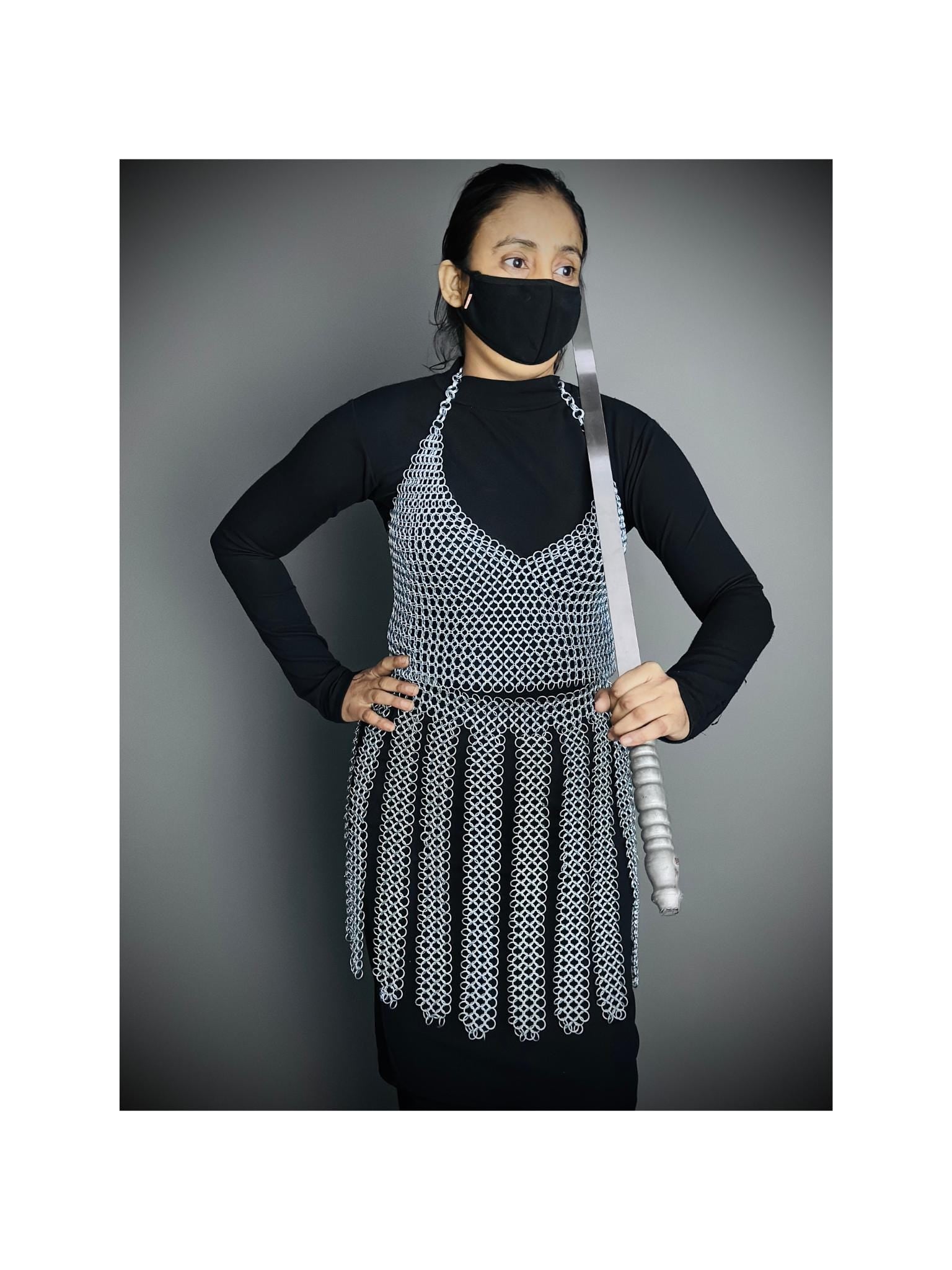 Viking Skirt Top, Ren faire Chainmail Handmade Armor, Cosplay Armor, SCA Armor, Larp Costume, Christmas Gift, Gift for Her
