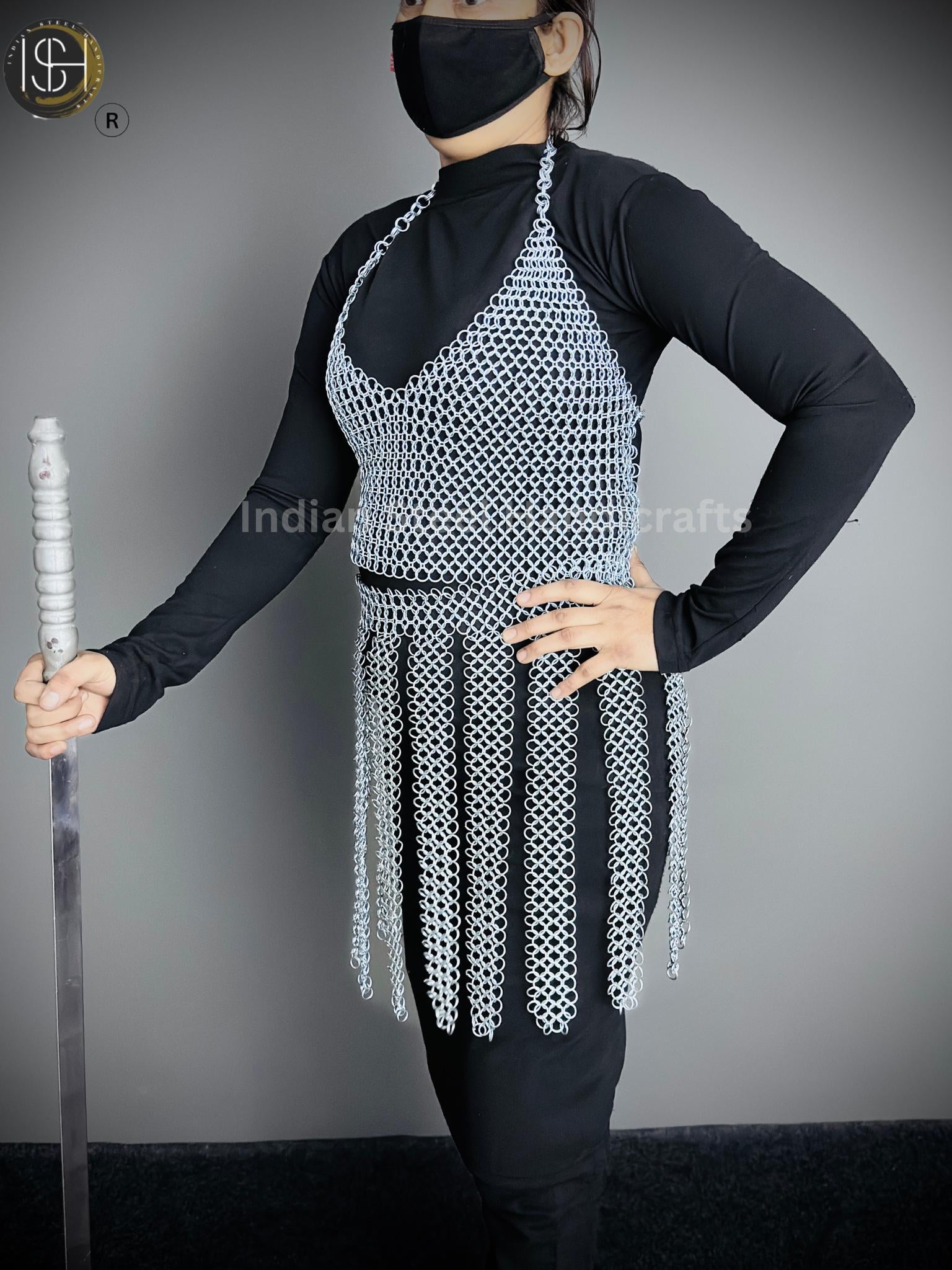 Viking Skirt Top, Ren faire Chainmail Handmade Armor, Cosplay Armor, SCA Armor, Larp Costume, Christmas Gift, Gift for Her