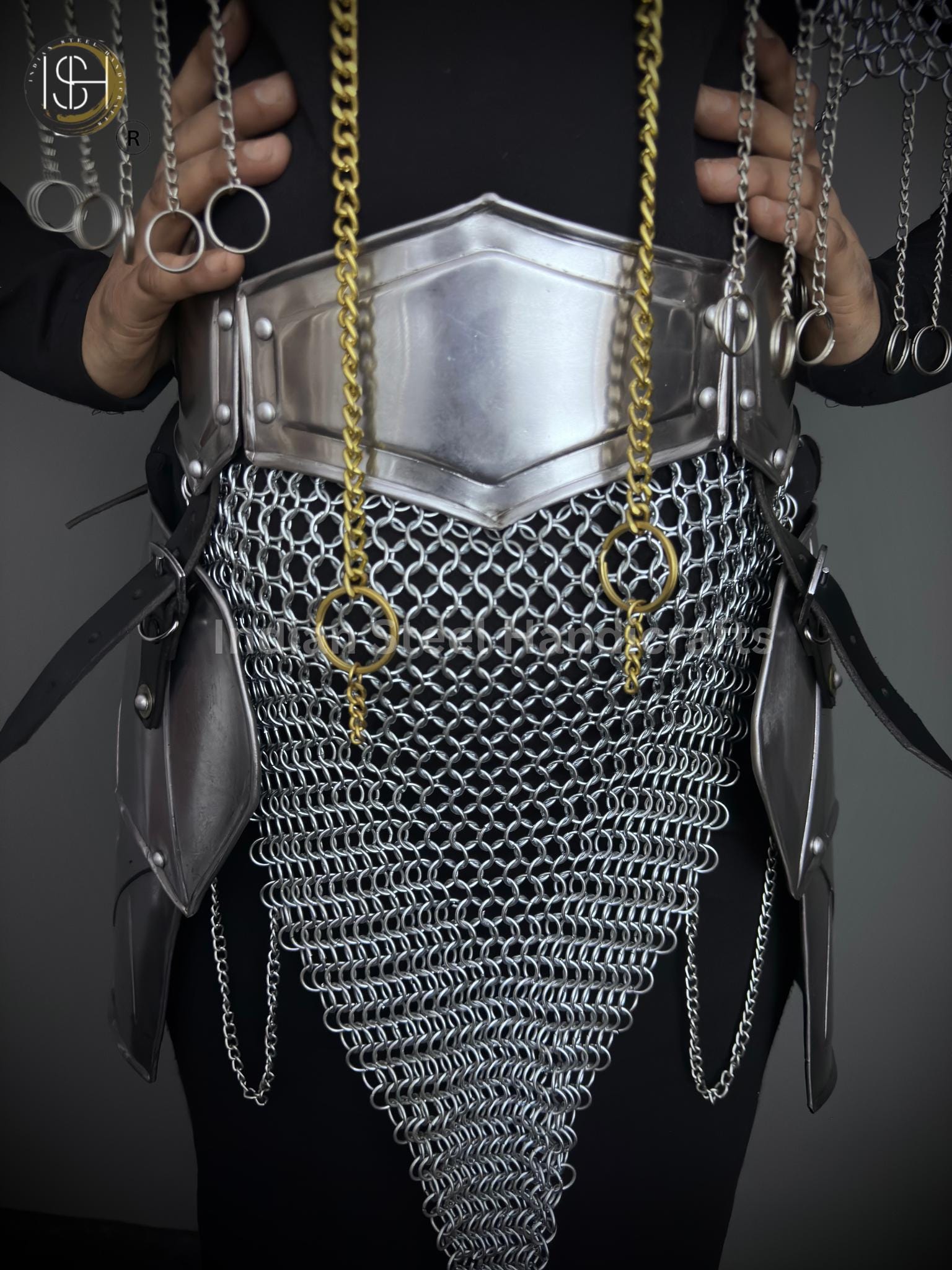 Chainmail Chains Layers top & Skirt, belt ,Tesset, Rings Costume, Wedding Cosplay Costume, Larp , Cosplay, Sca Armor, Gift For Women.