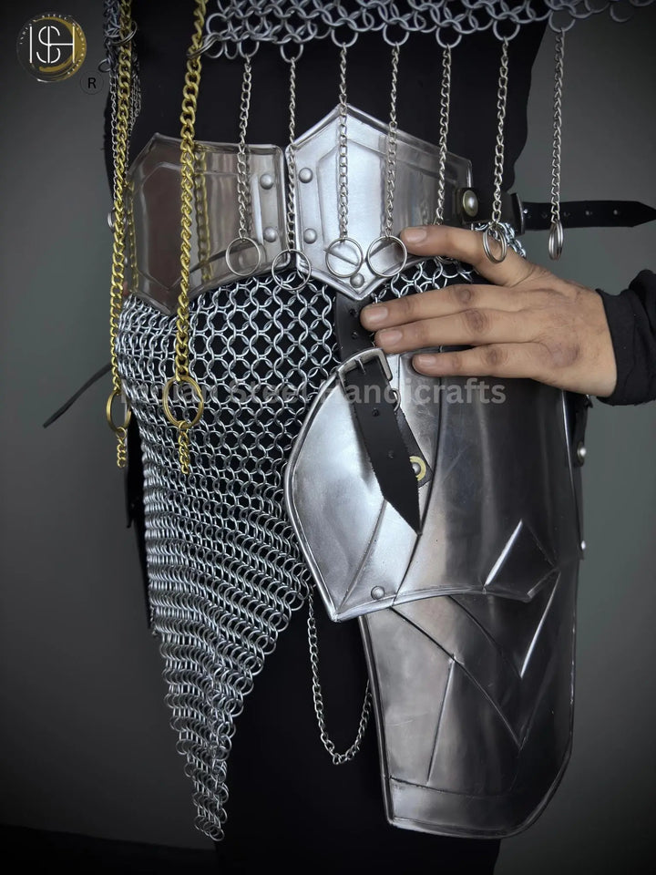 Chainmail Chains Layers top & Skirt, belt ,Tesset, Rings Costume, Wedding Cosplay Costume, Larp , Cosplay, Sca Armor, Gift For Women. ISH Collection